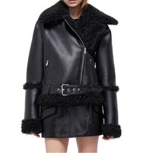 Jonathan Simkhai Black Shearling Leather Jacket